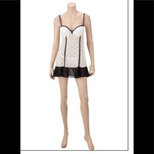 💕2-pc. Ivory & Black Lace Trim Babydoll💕